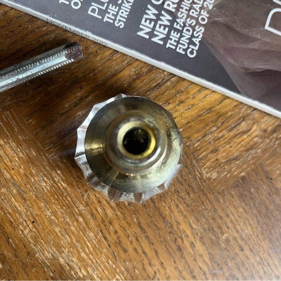 Vintage Elegant Glass Crystal Door Knob with Brass Accent - Picture 4 of 5